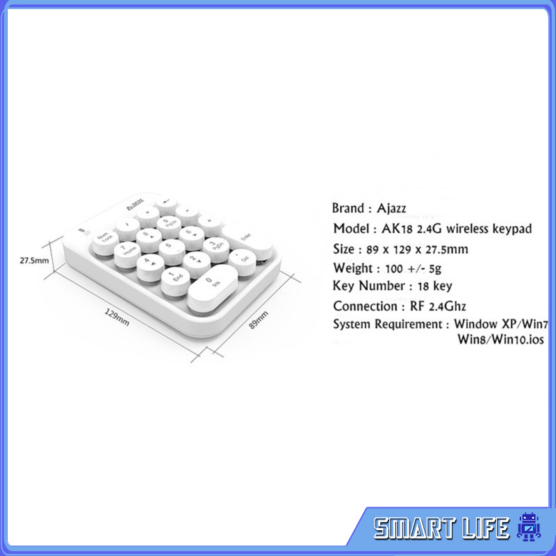 Bàn Phím Số Mini Không Dây 18 Phím | BigBuy360 - bigbuy360.vn