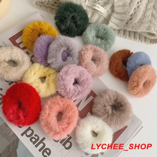 Cột tóc vải nhung lông scrunchies màu trơn, dây buộc tóc scrunchies -pk071- lychee