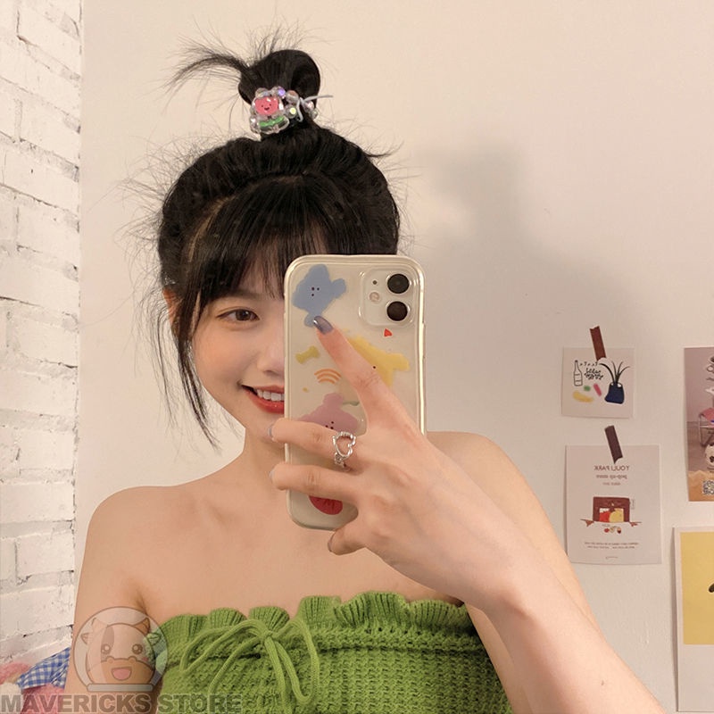 Dây Buộc Tóc Cao Su Co Giãn Đính Hạt Hình Hoa Dễ Thương