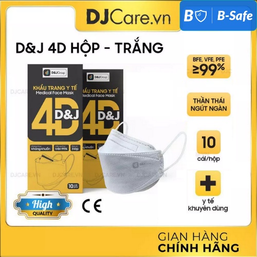 KHẨU TRANG KF94 4D D&amp;J (10 cái/ hộp) HÀNG CAO CẤP FAMAPRO - BẢO VỆ HÔ HẤP - DJ - D&amp;J CARE