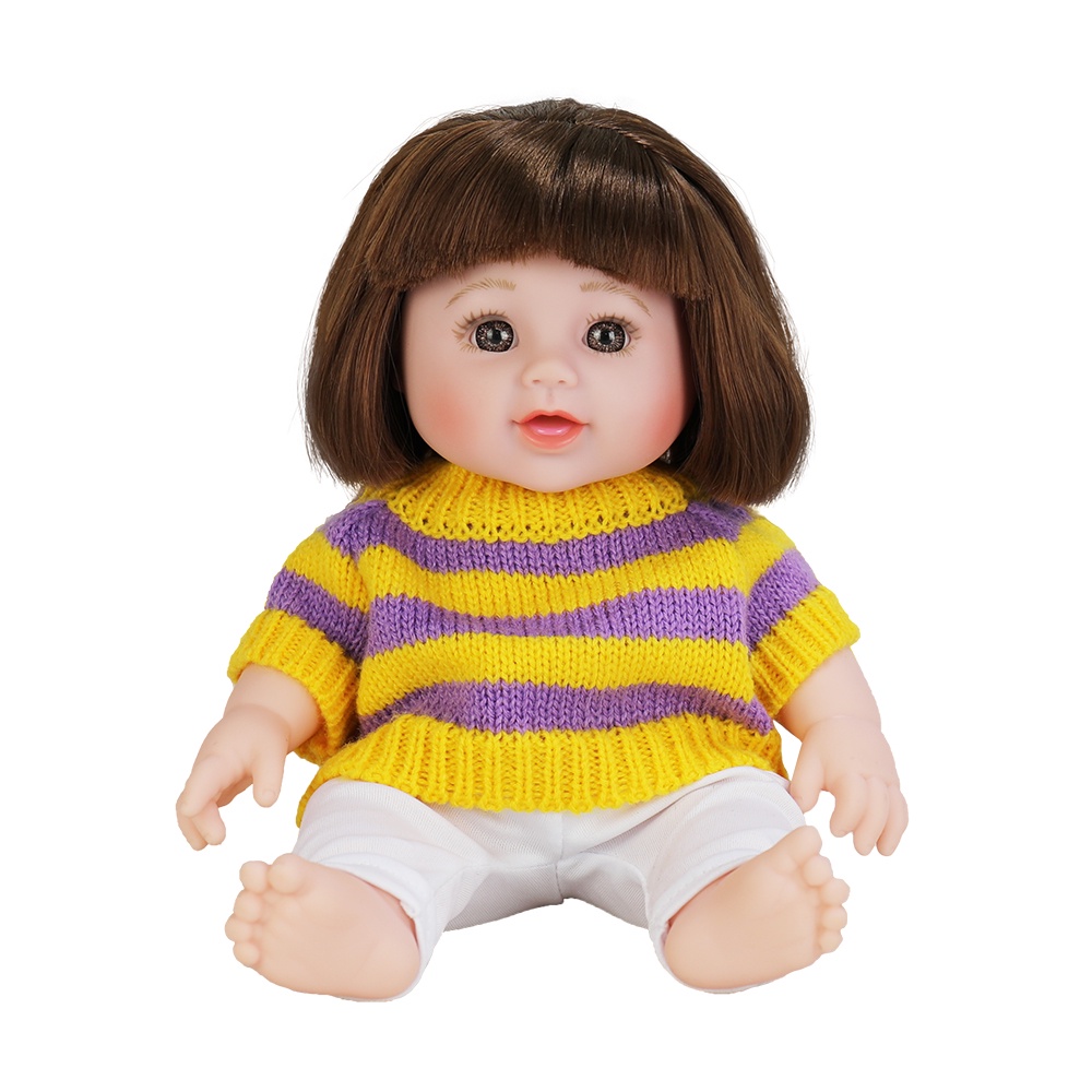 Búp Bê Bé Gái Nhựa Cao Cấp Nathaniel 30 cm 12 inch Reborn Vynil Doll - Tóc Bob Áo Len