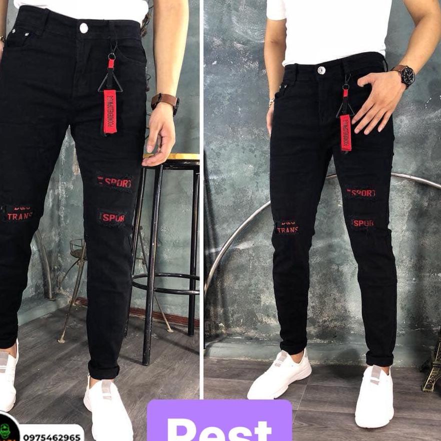 QUẦN JEAN NAM CHẤT BÒ CAO CẤP ĐEN VẢI ĐỎ SIÊU MENLY EV-602 EVEREST FASHION