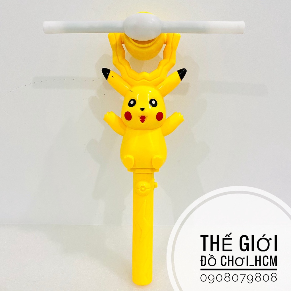 Đồ chơi cây quay pikachu gậy flash có nhạc đèn phát sáng dành cho bé đi công viên đi biển