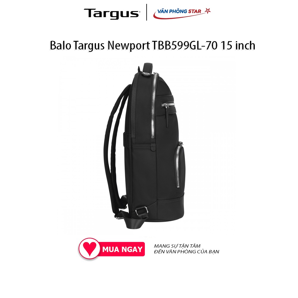 Balo Targus Newport TBB599GL-70 15 inch (29 x 14.5 x 41) chất liệu vải Polyester chống thấm nước