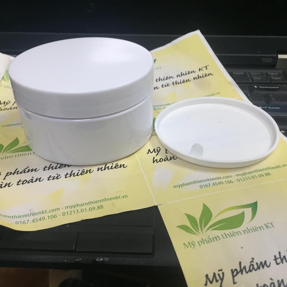 Hũ 200gr trắng đục lót , nắp trắng, hũ nhựa pet