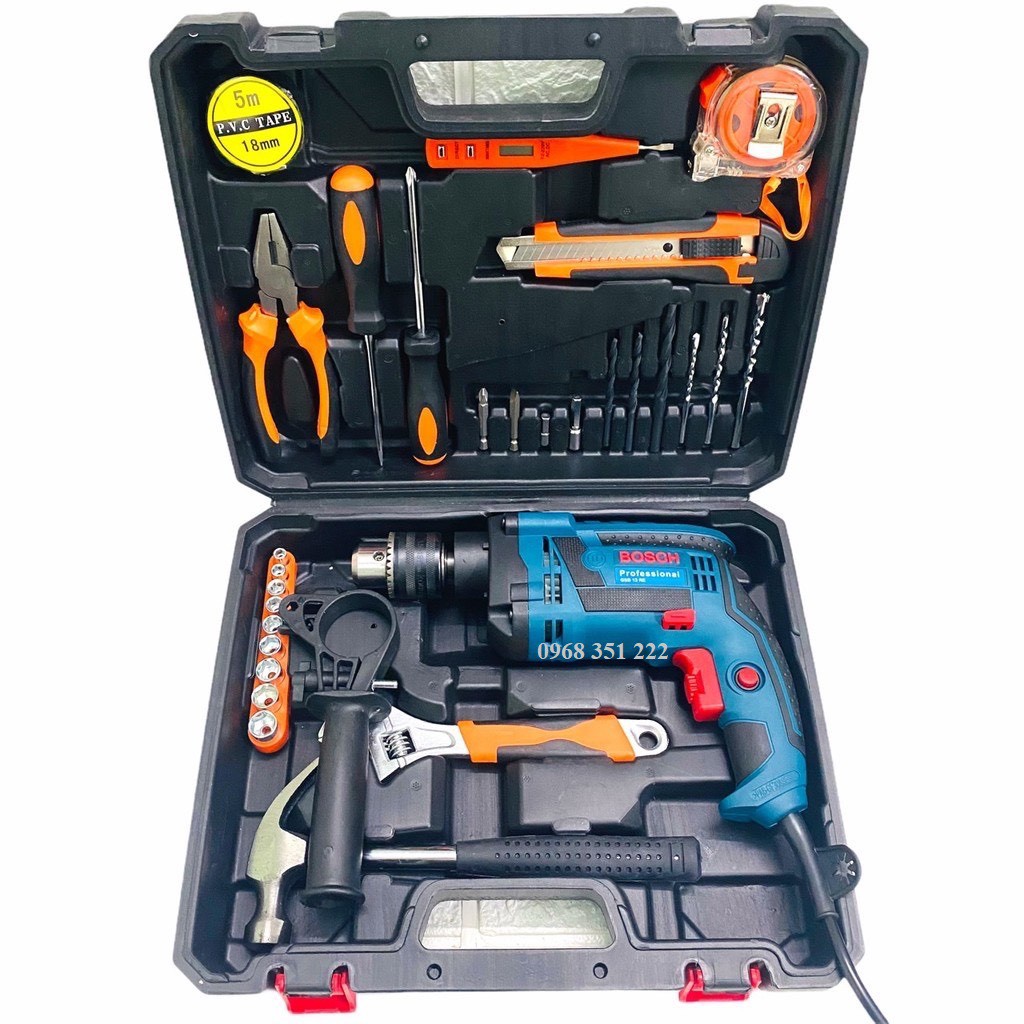 máy khoan bê tông- khoan lỗ-vặn vít boss910w tặng bộ đồ nghề tiện dụng