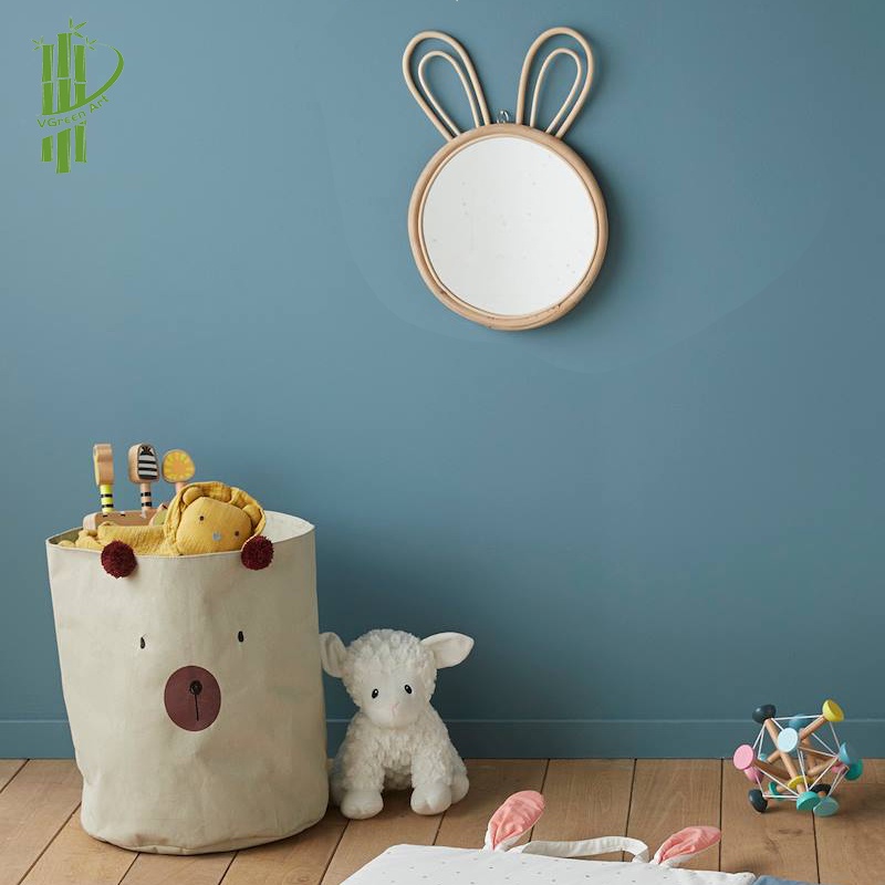 Gương soi treo tường hình thỏ động vật dễ thương, khung mây, trang trí phòng ngủ cho trẻ em cho bé