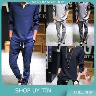 Bộ đồ thể thao nam thu đông cổ trụ dòng cao cấp