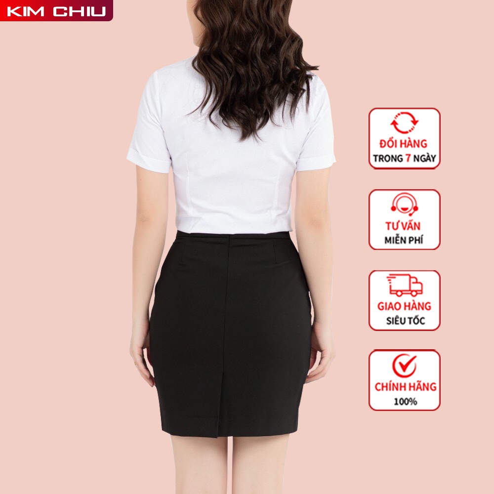 Áo Sơ Mi Nữ Công Sở Cao Cấp KIM CHIU Form Mai An Màu Trắng Tay Ngắn Vải Kate Ý Đẹp Ít Nhăn Không Xù Lông Giãn Nhẹ SMTN01