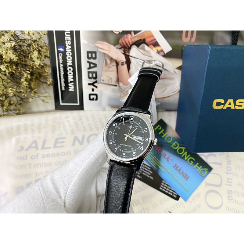 Đồng hồ nam dây da chính hãng Casio Anh Khuê MTP-V006L-1B2UDF