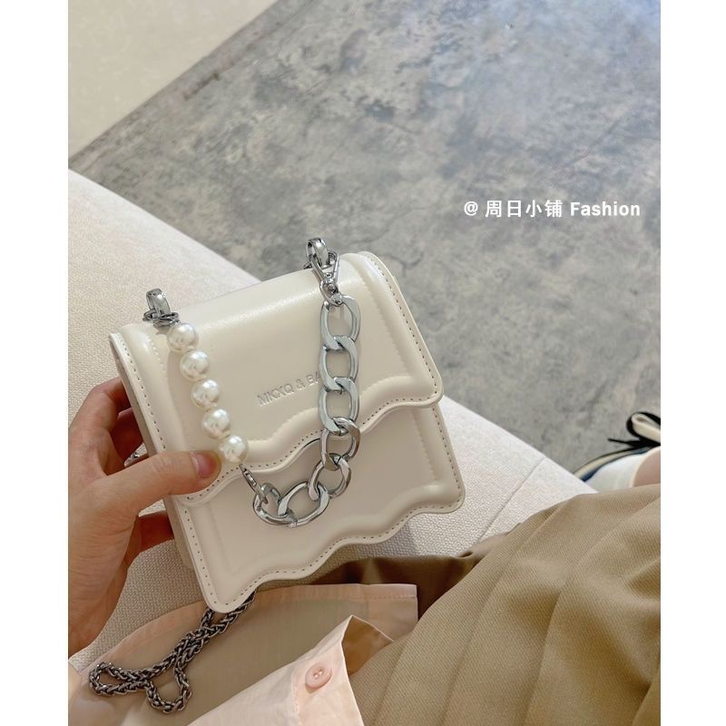 Túi Đeo Chéo Hình Vuông Cỡ Nhỏ Phối Dây Đeo Sợi Xích Thời Trang Mùa Hè 2022 Cho Nữ