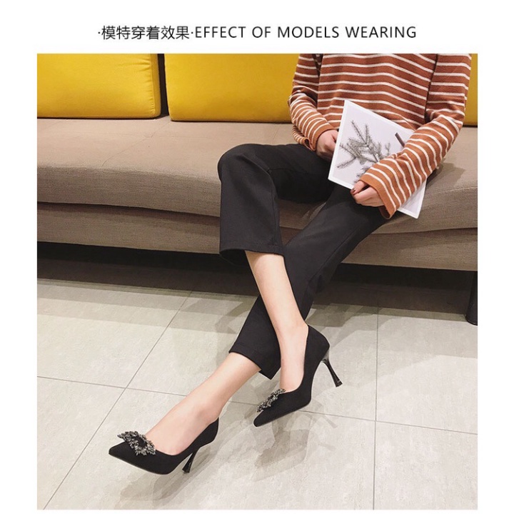 Giày Cao Gót Mũi Nhọn Đính Đá 7cm hàng QUẢNG CHÂU CAO CẤP