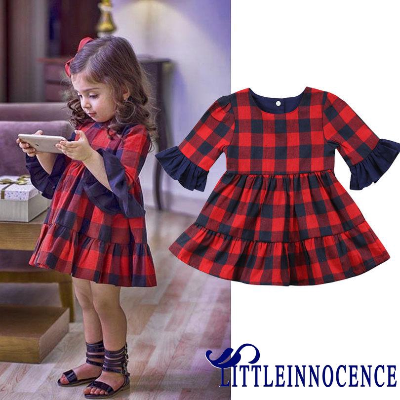 ❤XZQ-New Baby Kids Pageant Princess Party Dress Casual Plaids Girls Tutu Sundress Dresses