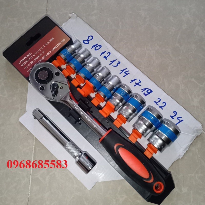 Bộ khẩu tay đảo chiều to 11 chi tiết 1/2 thép CRV cao cấp