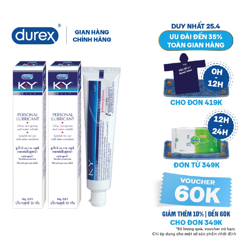 Bộ 2 gel bôi trơn Durex K-Y Jelly 50g/hộp