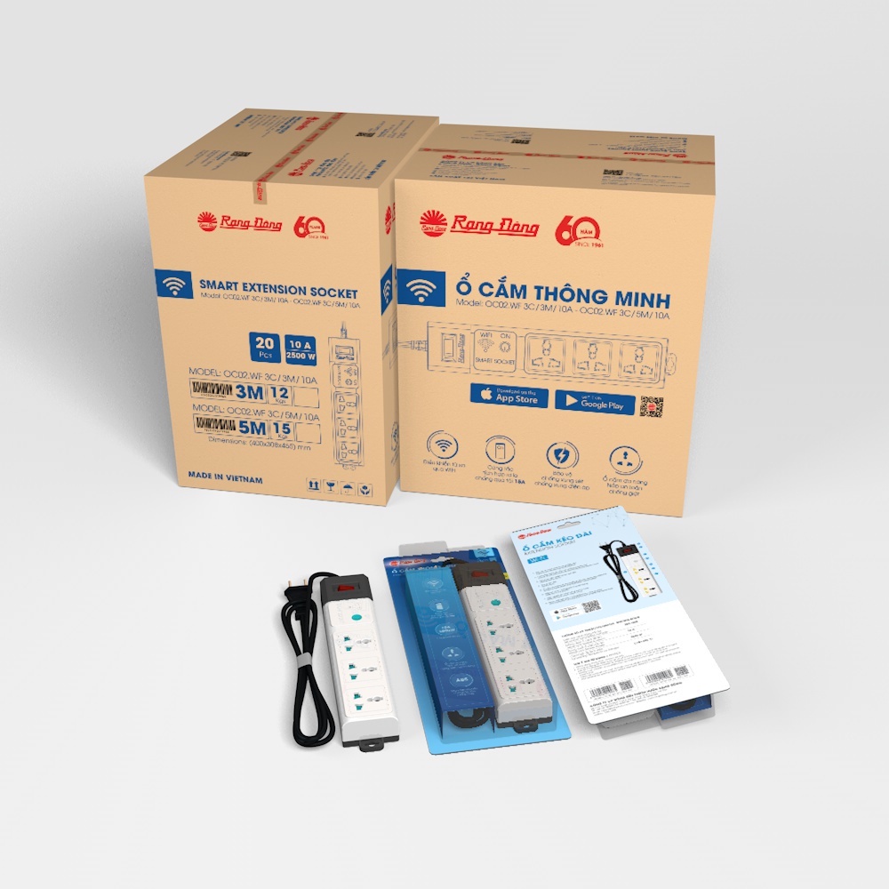 Ổ Cắm Điện Wifi Rạng Đông-Điểu Khiển Bật Tắt-Kết Nối Wifi-Bảo Hành 24 Tháng