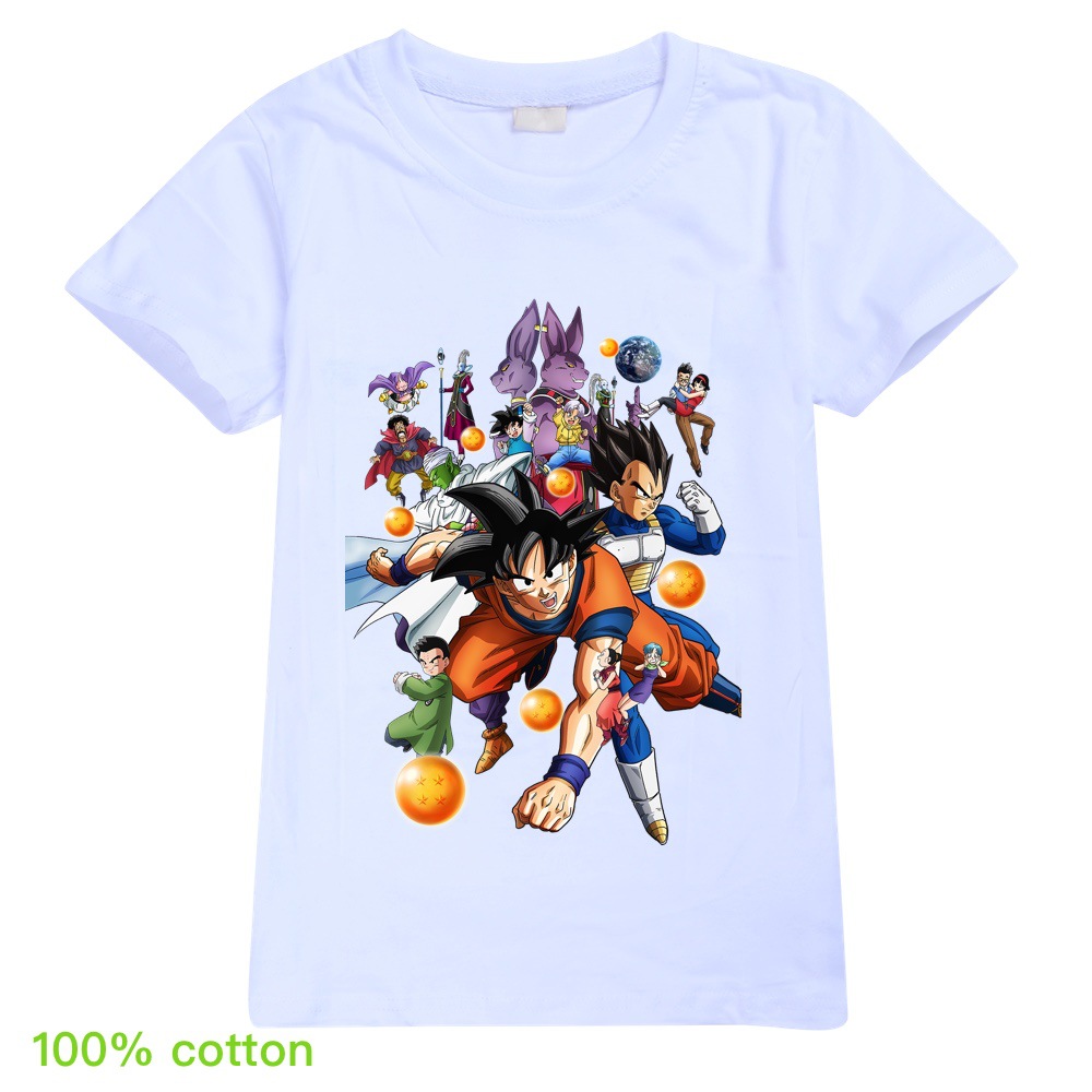 Áo Thun Tay Ngắn 100% Cotton Hình Nhân Vật Dragon Ball Z Son Goku 2020 Cho Bé 2020