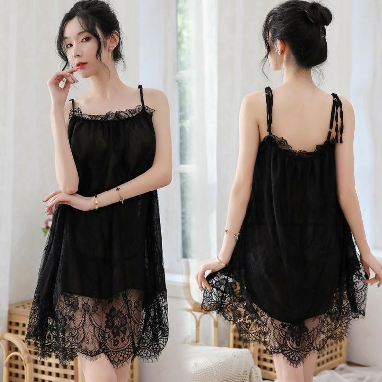 Váy Ngủ Hai Dây Công Chúa Phối Ren 2 Lớp 5174 Xinh Lung Linh