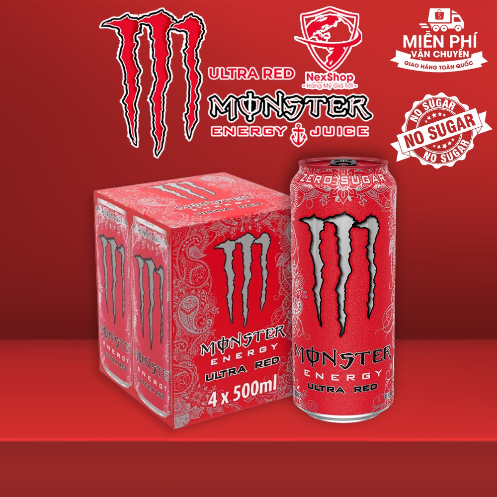 Nước Tăng Lực Monster Red Ultra Không Đường Mỹ 473ml