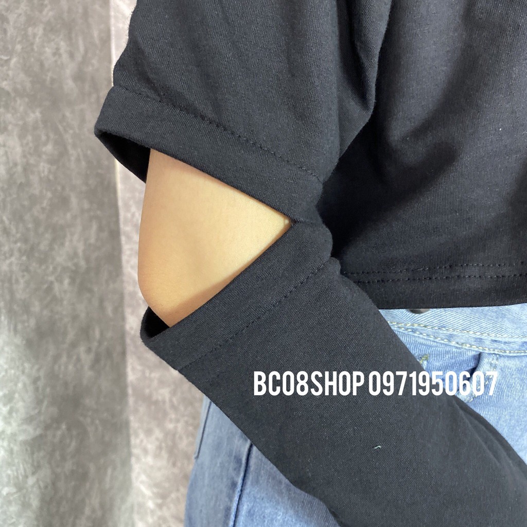 Áo Croptop Tay Dài Ulzzang Rách Tay Màu Đen BC316