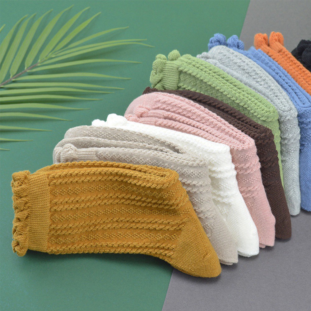 Đôi Vớ Cotton Phối Ren Thời Trang Thu Đông Nhiều Màu Dành Cho Nữ