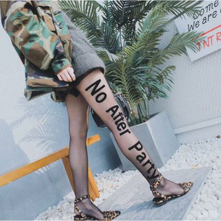 (Sẵn) Tất vớ lưới tattoo chữ No After Party phong cách Âu Mỹ cá tính sành điệu