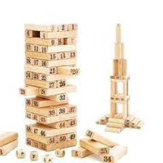 Bộ Đồ Chơi Rút Gỗ Màu Wood Toys Gồm 48 Miếng 1 Viên Xí Ngầu -Trò Chơi Rút Gỗ Nhiều Màu Sắc Tươi Mới Loại Lớn Cao Cấp RGM