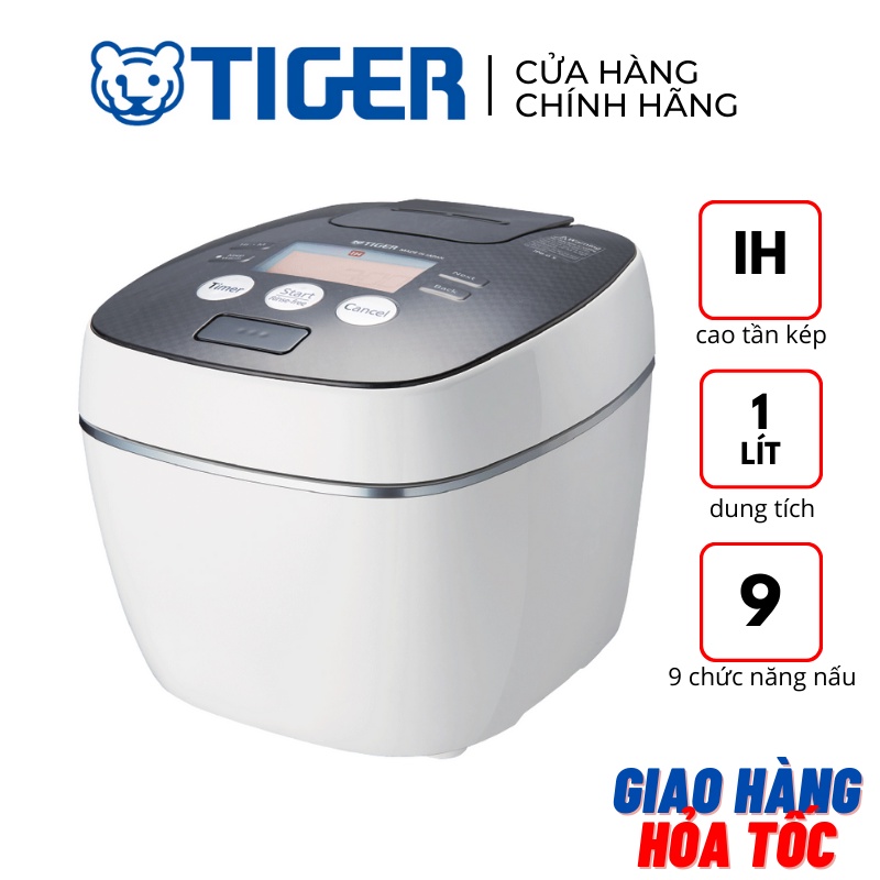 Nồi cơm điện tử cao tần IH áp suất kép nấu ngon 1 lít Tiger JPB-G10S 1100W - Hàng chính hãng