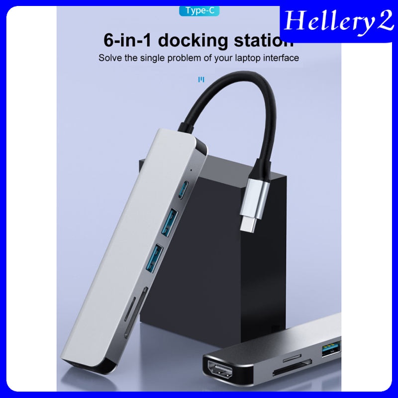 Hub Type C 6in1 - Cổng chuyển đổi Hub USB Type C to SD Card, TF Card, 2 cổng USB, 1 cổng USB-C, 1 cổng HDMI