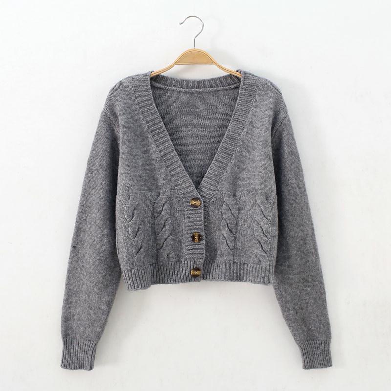 Áo Khoác cardigan Dệt Kim Eo Cao Ôm Dáng Một Hàng Nút Thời Trang Cho Nữ