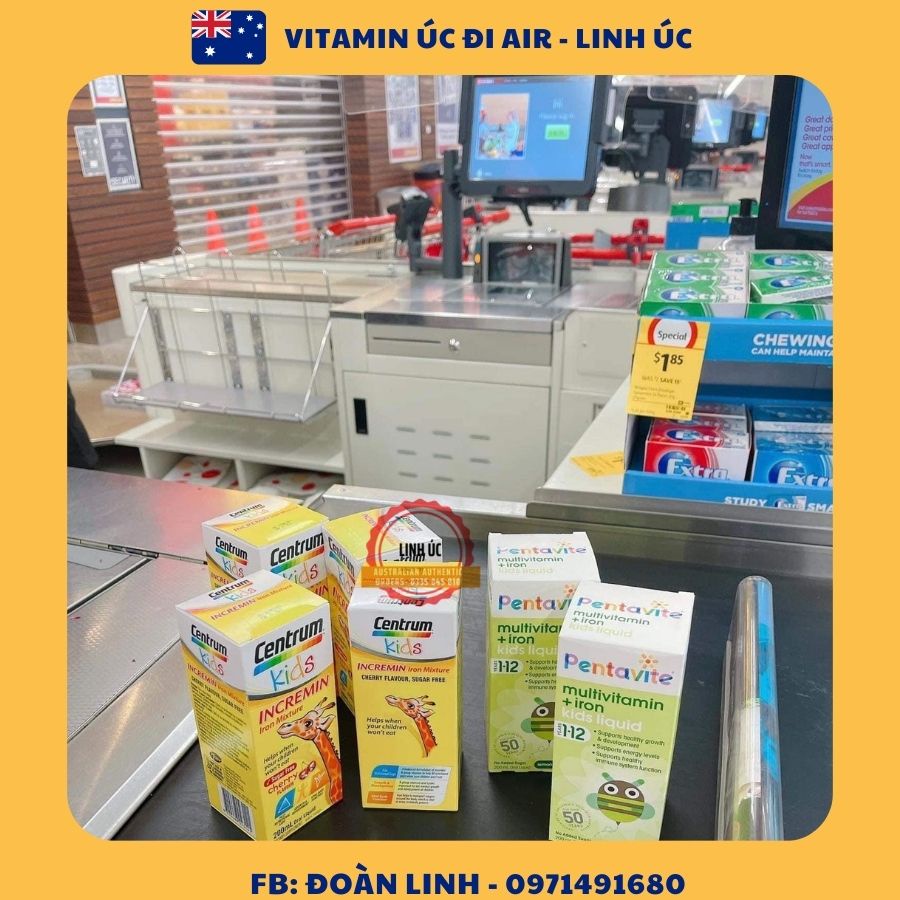 Siro Cho Trẻ Biếng Ăn Centrum Kids Incremin Iron Mixture , Hàng chuẩn Úc,Centrum Kids cho trẻ biếng ăn lọ 200ml