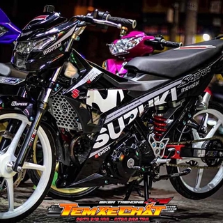 Bộ Tem rời Satria - Raider movistar đen trắng