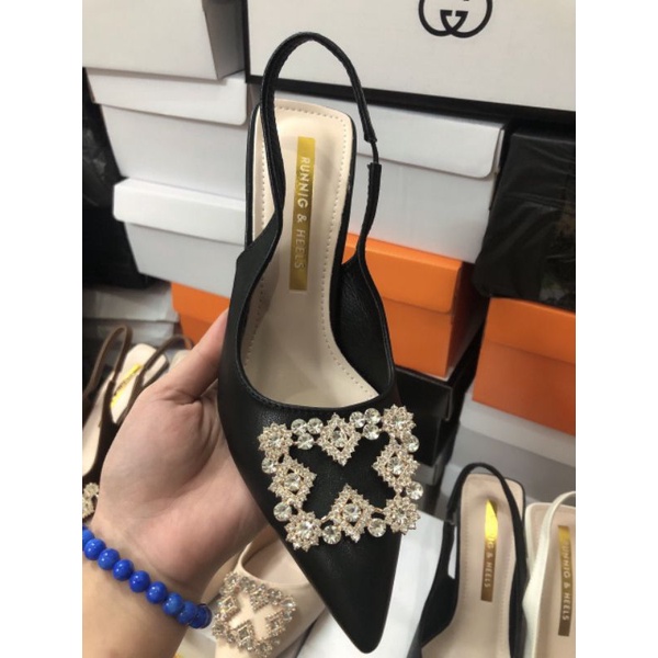 Cao Gót Đính Đá Da Nì Sang Chảnh