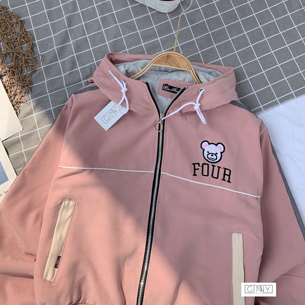 Áo Khoác Nhung Da Lộn Four | Áo Khoác Có Nón | Khoác Nữ Da Lộn | 2 Lớp Mềm Mịn | Freesize | Ginstore | BigBuy360 - bigbuy360.vn