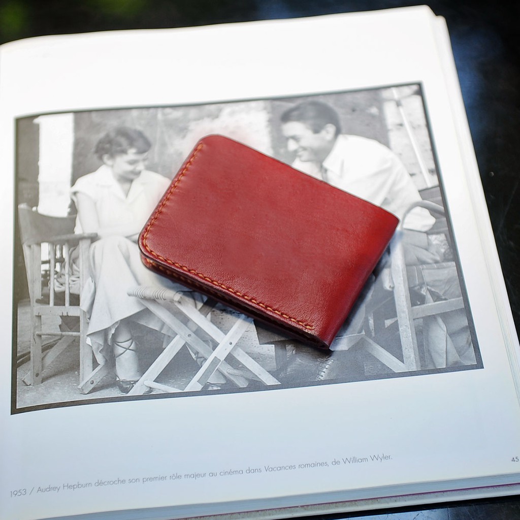 Ví nam thủ công tối giản Minimal Wallet bằng da bò nhập khẩu mầu đỏ đô - Ví nam Mino Crafts WM0202S