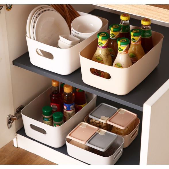 Giỏ nhựa trơn GIN2 đựng mỹ phẩm để bàn tiện dụng cho nhà bếp 20x14x7cm