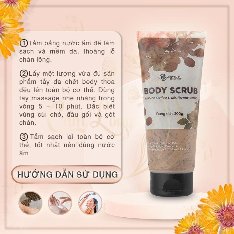 Tẩy tế bào chết toàn thân body hữu cơ Huyền Phi200g thành phần thiên nhiên loại bỏ lớp da chết lỗ chân lông thông thoáng