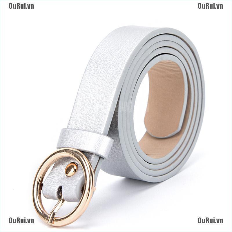 Thắt Lưng Da Khóa Tròn Kim Loại Phong Cách Boho Cổ Điển