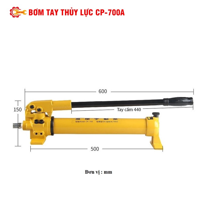 Bơm Tay Thủy Lực CP-700A - Made by Taiwan - Hàng xuất khẩu bao khỏe, bao bền - Bảo hành Toàn Quốc 6 tháng