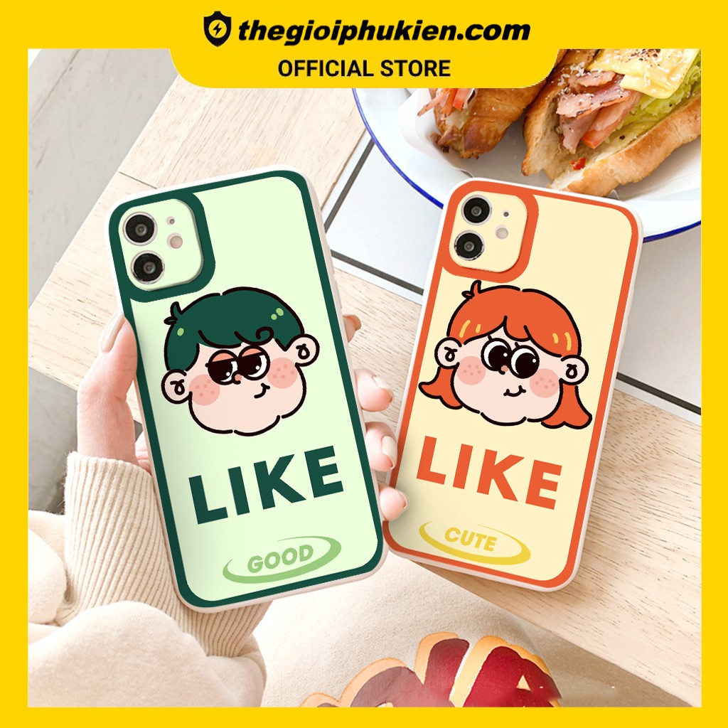 Ốp iphone - Ốp lưng iphone cạnh vuông cặp đôi LIKE  dành cho ip 6 đến 14promax - ng231