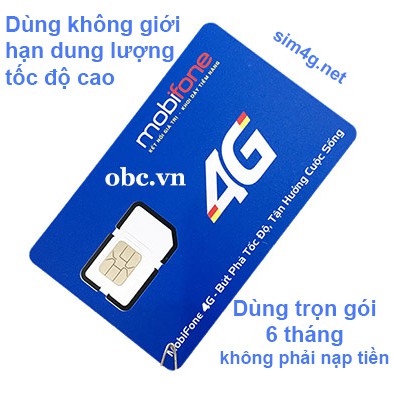 Sim 3G 4G OBC Mobifone không giới hạn dung lượng tốc độ cao 6 tháng