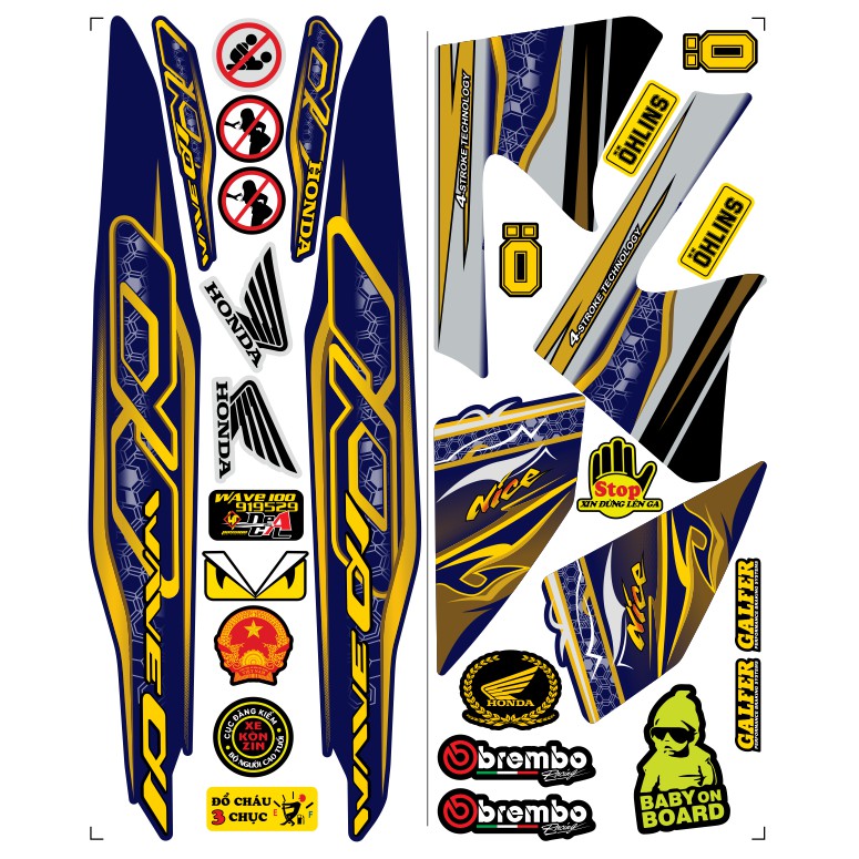 Tem rời Wave a 50 - 100 cc Đời 2006-2016 Mẫu Alpha zin 2021 Phiên Bản Các Màu 919529