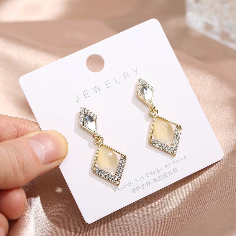 Bông Tai Mạ Bạc 925 Đính Kim Cương Phong Cách Hàn Quốc Mới