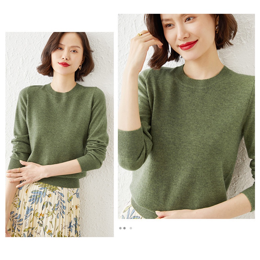 Áo len nữ dài tay cổ tròn trơn màu, Áo len basic trơn kiểu dáng Hàn Quốc chất lông cừu siêu mềm mịn | BigBuy360 - bigbuy360.vn