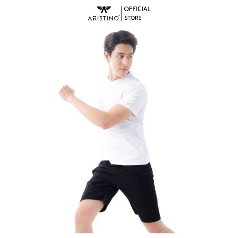 Áo thun nam không cổ ARISTINO, áo phông trắng chất liệu cotton mềm mại, thấm hút mồ hôi cực tốt  | AC22