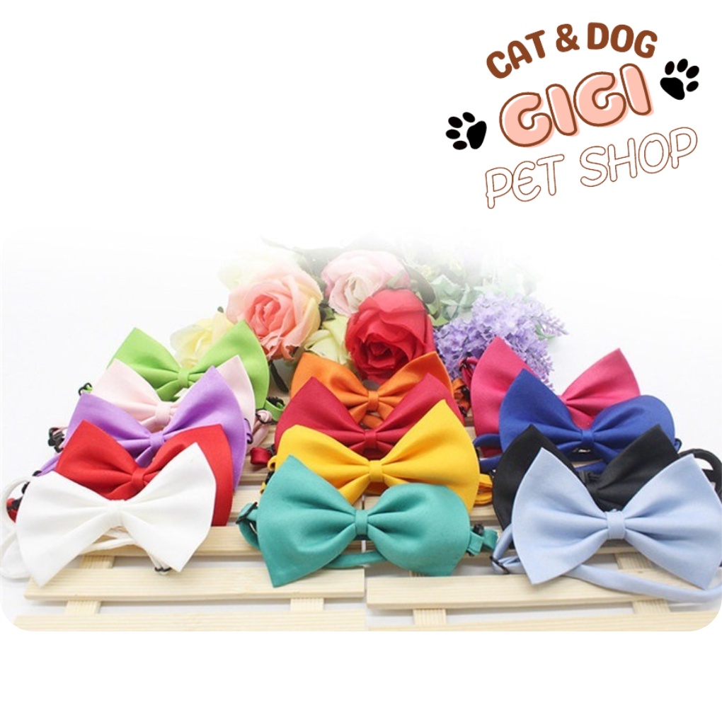 Vòng cổ hình nơ dễ thương nhiều màu có thể điều chỉnh kích thước phụ kiện cho thú cưng chó mèo - GiGi Pet Shop