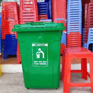 Thùng rác công cộng 90L có bánh xe.
