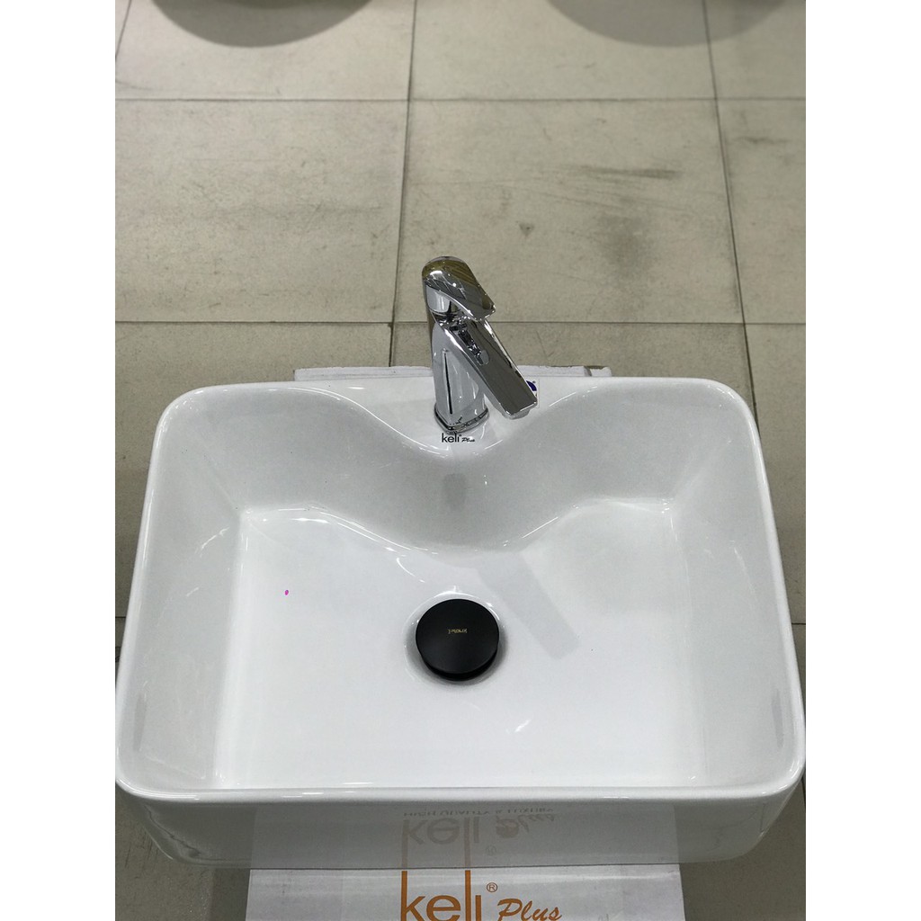 Lavabo rửa mặt keli 8025A, chậu rửa mặt đặt bàn, men chống bám bẩn lớp men sáng bóng