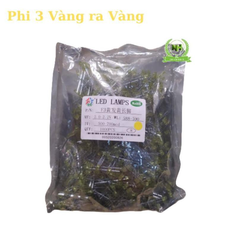 Gói 1000 chiếc Led đủ mầu (Đỏ, Vàng, Xanh Lá , Xanh Dương) 2.0-3.2VDC Loại Tốt