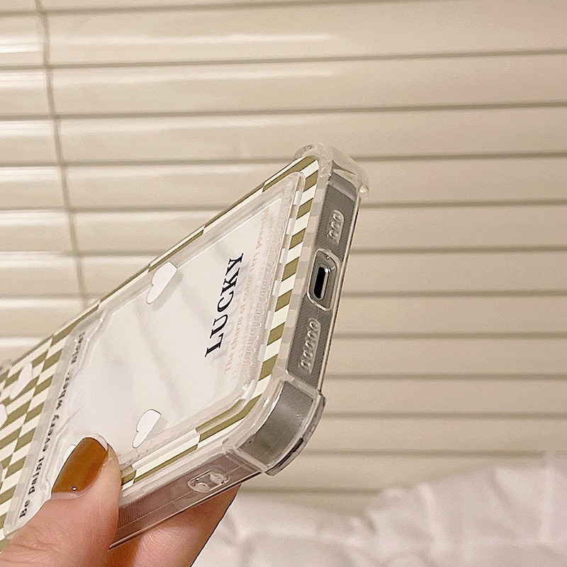 Ốp Điện Thoại Họa Tiết Kẻ Sọc Có Ngăn Đựng Thẻ Cho Iphone 14promax / 13mini 11 / 12pro 678Plus / xsmax / xr